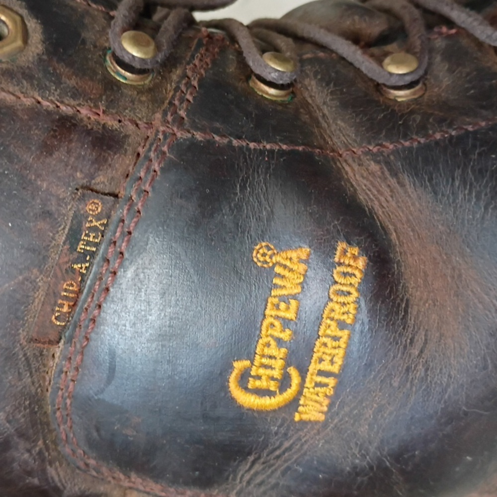 Chippewa Brown Leather Steel Toe Waterproof Work Boots - Picture 2 of 14